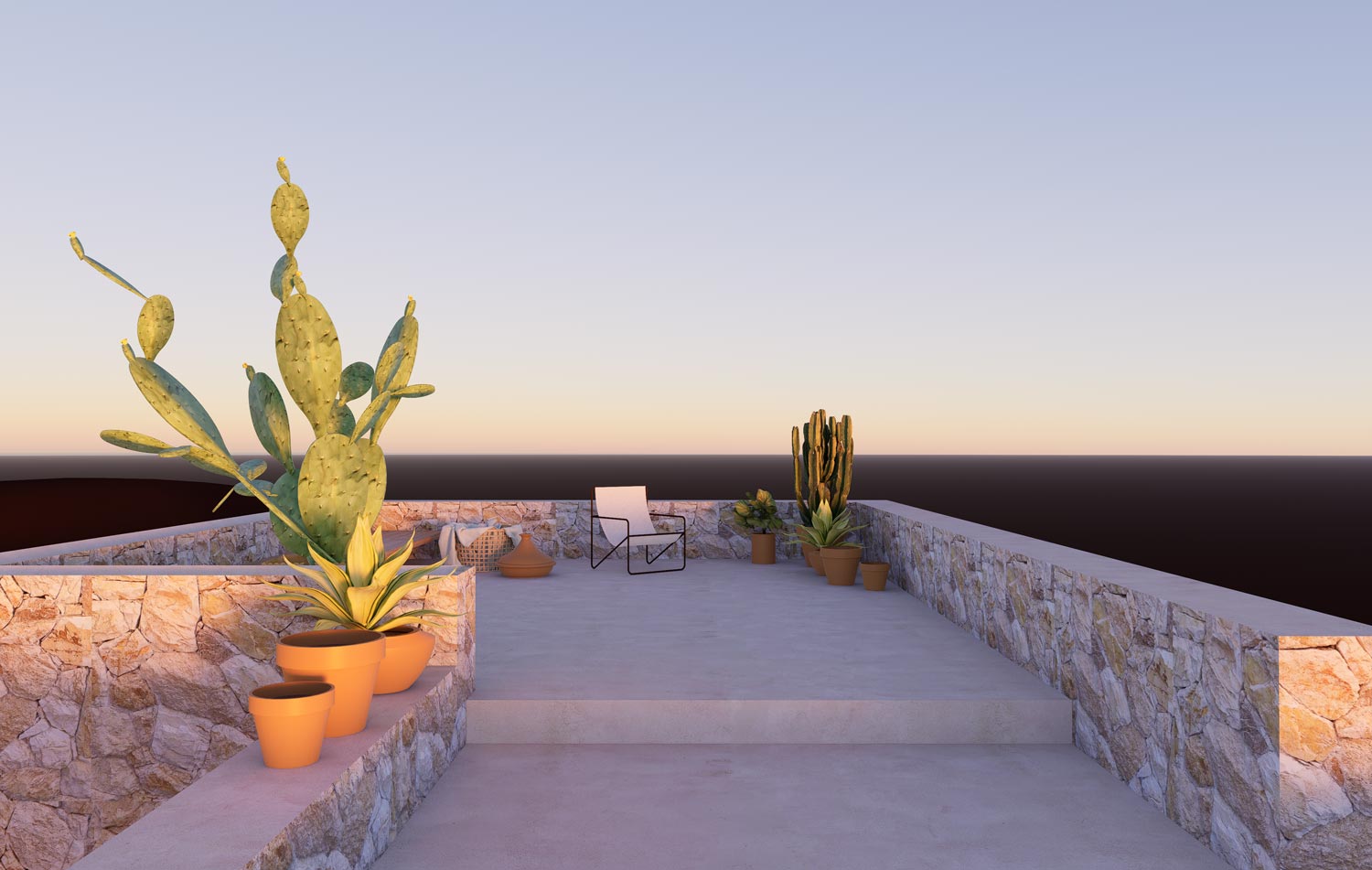 Dammuso Lampedusa terrace, outdoor living space by VANDA